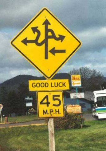 Funny Sign  on You Will Need That  Good Luck  Greeting To Pass This Intersection